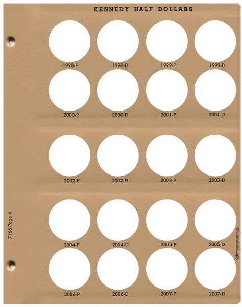 Kennedy Half Dollars Replacement Page 4 1998-P-2007-D