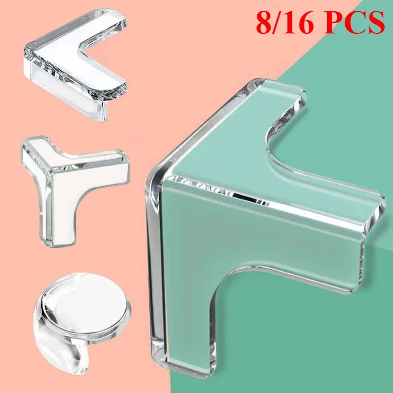 Clear silicone furniture corner guards, round, L or T shape — representative supplier photograph