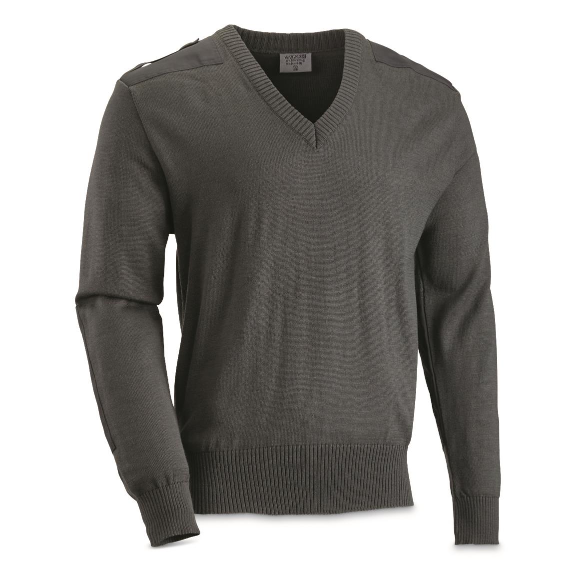 Austrian Military Surplus Wool Blend Commando Sweater, New — XL / Gray