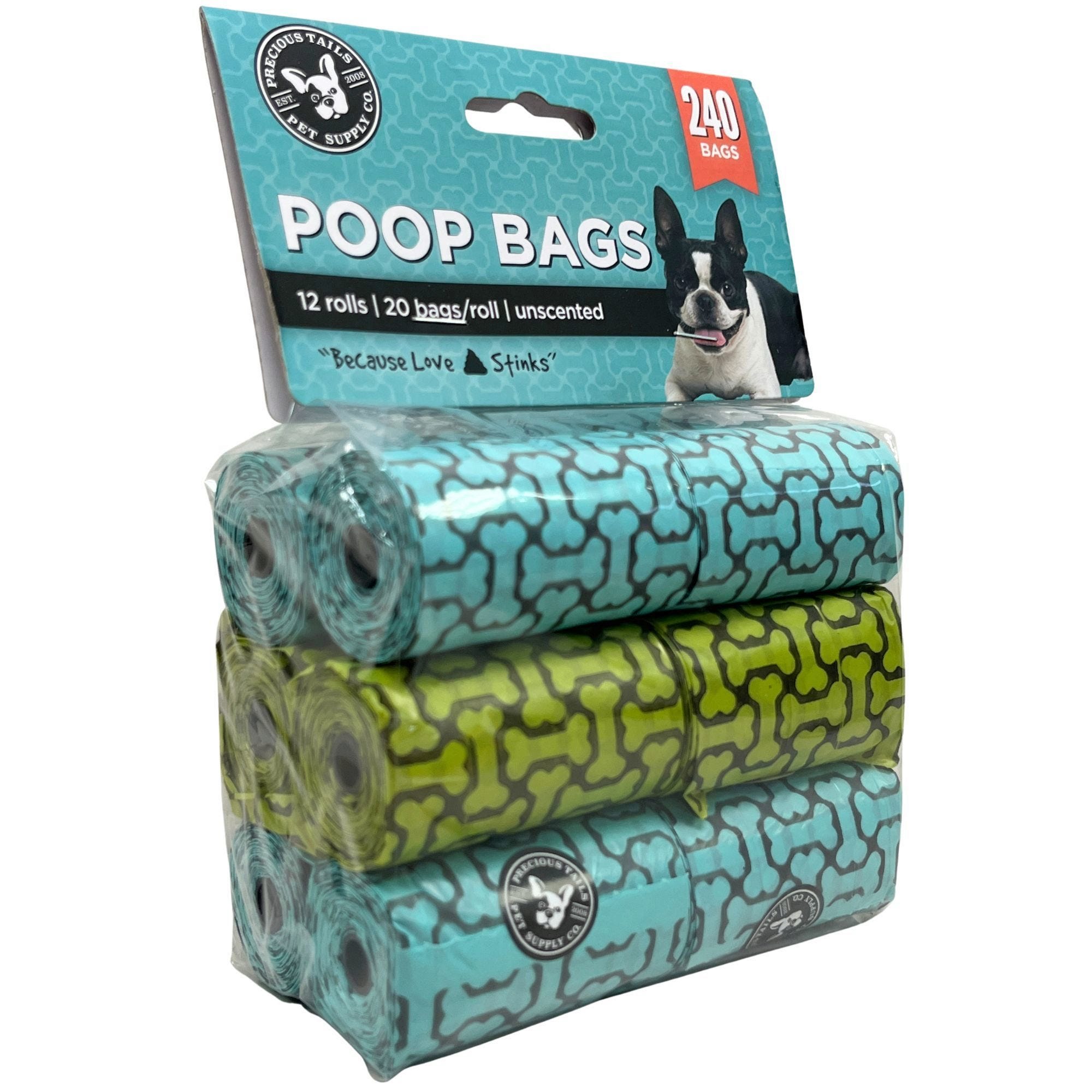 Precious Tails Unscented Pet Waste Poop Bags 240 Count 12 Rolls (pack of 7)