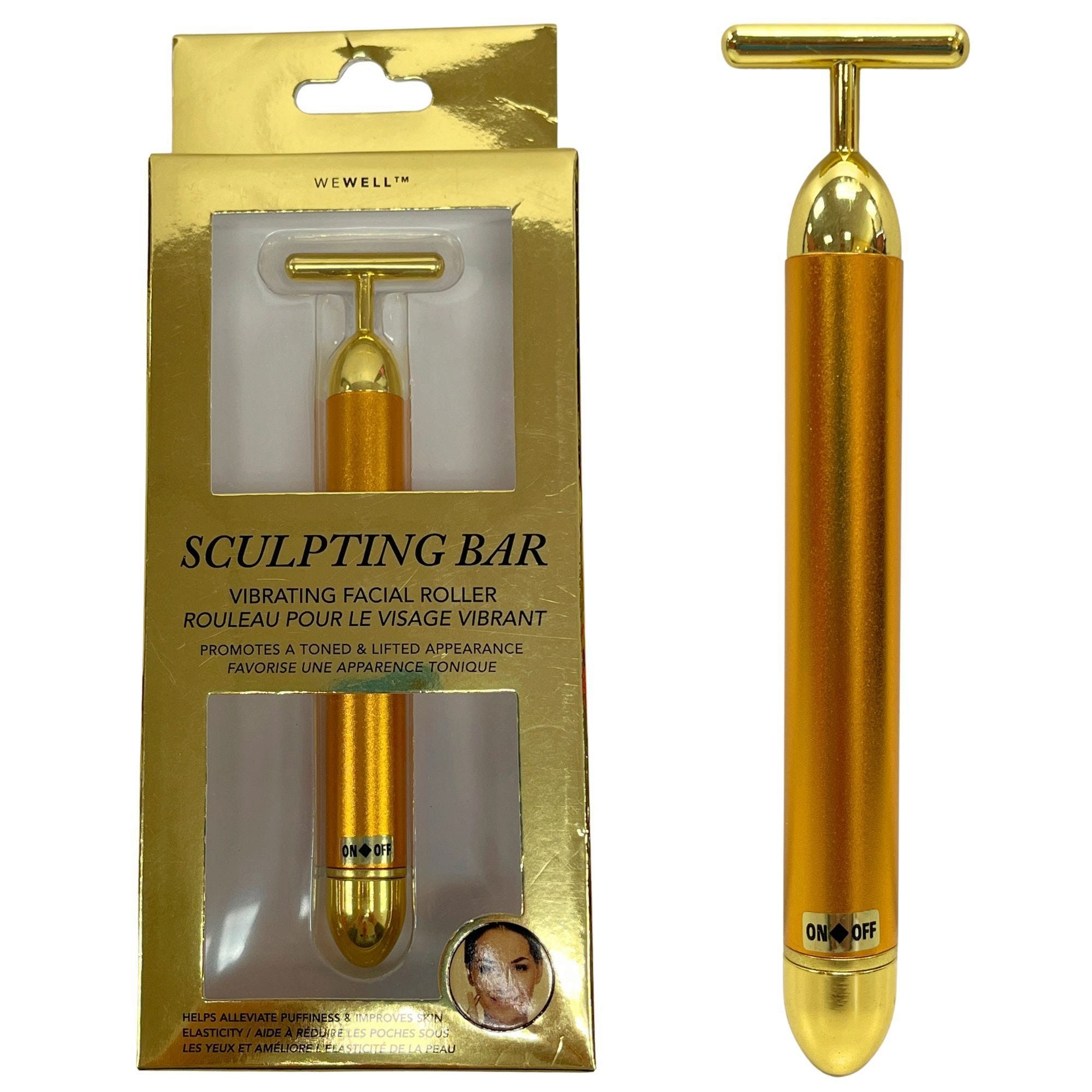 Bulk 12-Pack: Vibrating Gold Scuplting Facial Roller