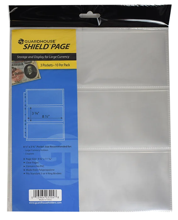 Guardhouse Shield 3 Pocket Archival (10 pack) Polypropylene Pages