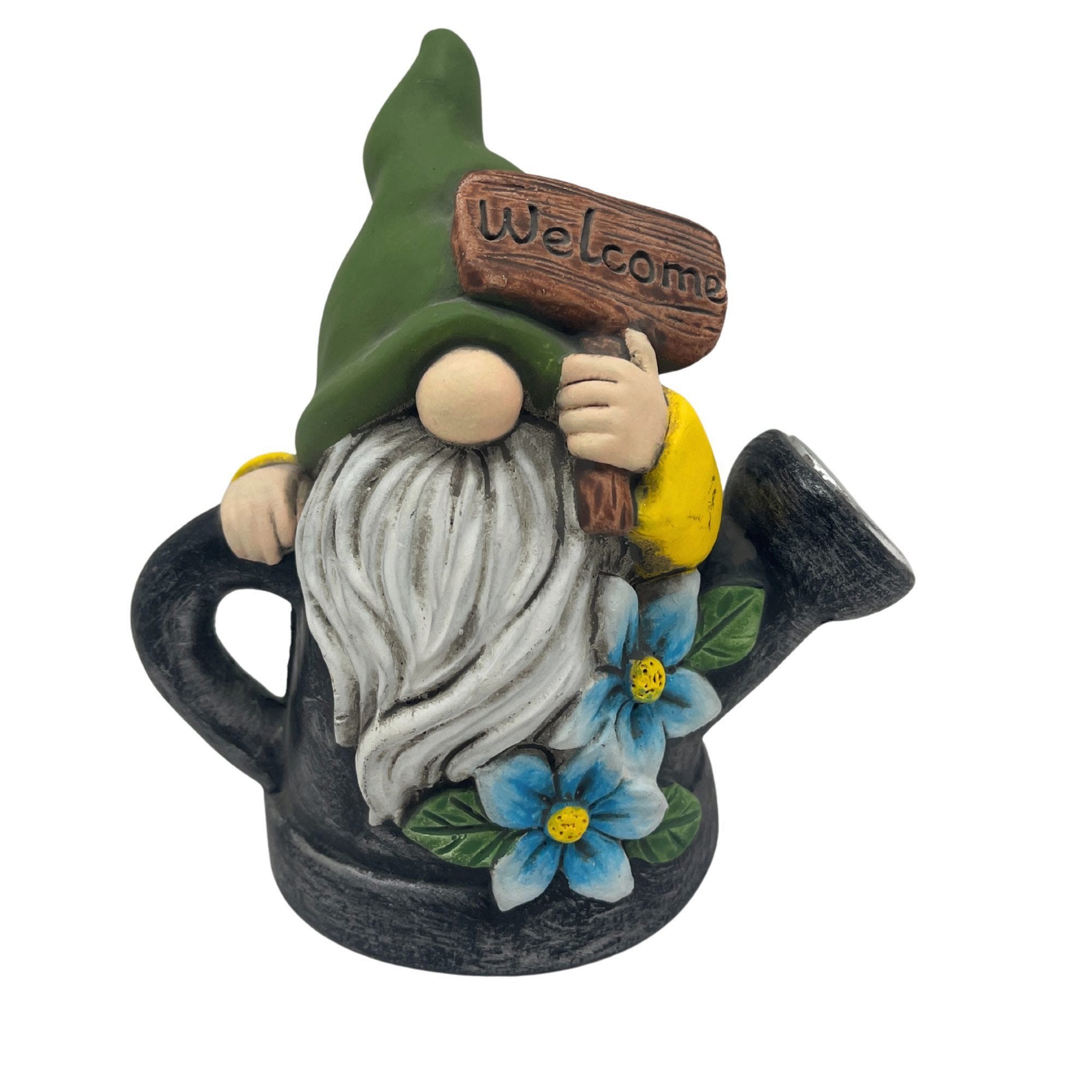 5 Inch Welcome Solar Garden Gnome Statue with Watering Can LED Light (pack of 8)