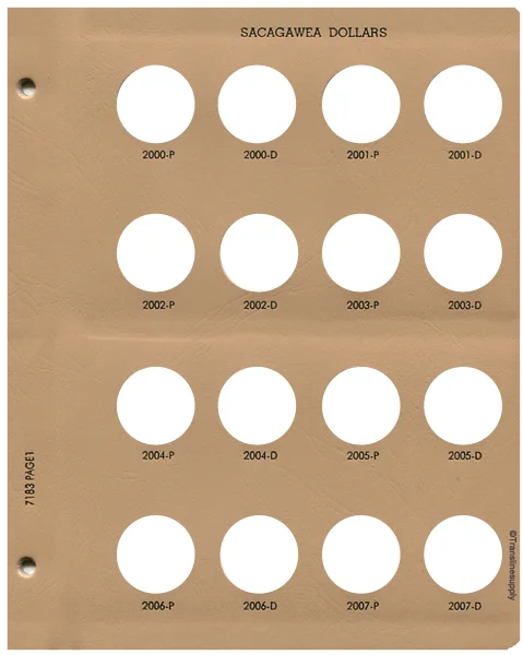 Sacagawea Dollars Replacement Page 1 2000 P -2007 D