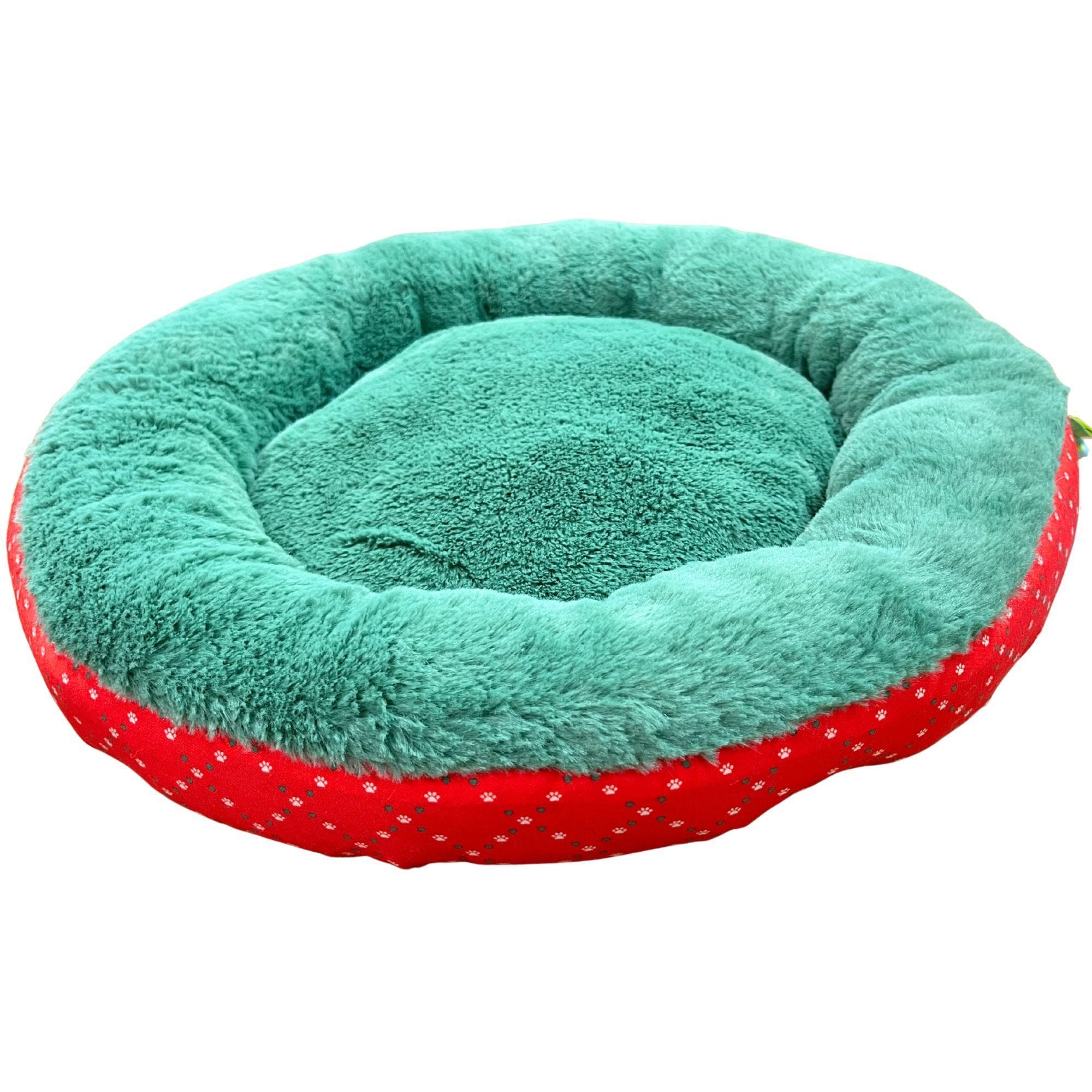 Barker & Meow 24" Luxury Pet Bed in Red Hearts and Paws (pack of 4)