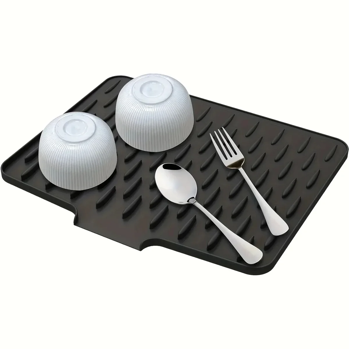 Silicone dish drying mat with raised drainage ridges, large — representative supplier photograph