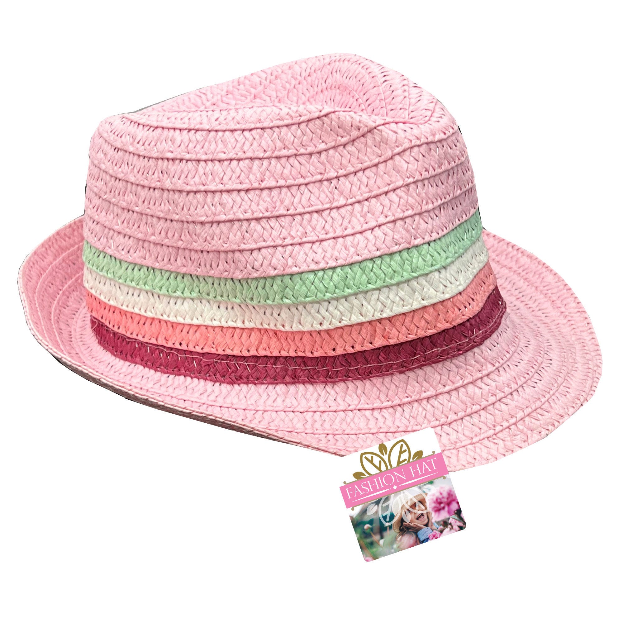 Bulk 36-Pack: Kids Woven Fedora Straw Hat