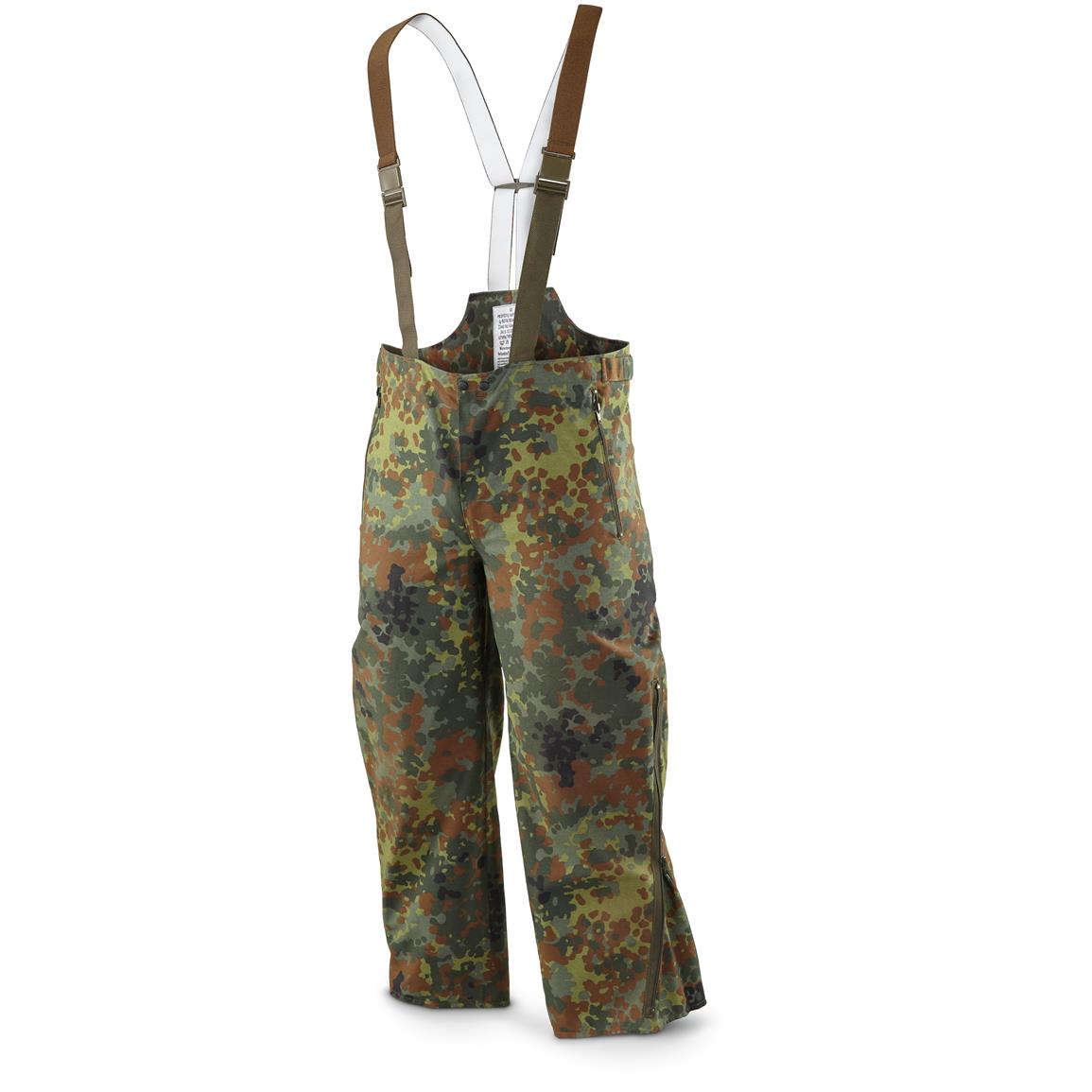 German Military Surplus Flecktarn Camo Field Pants with GORE-TEX, Like New — Medium, Flecktarn