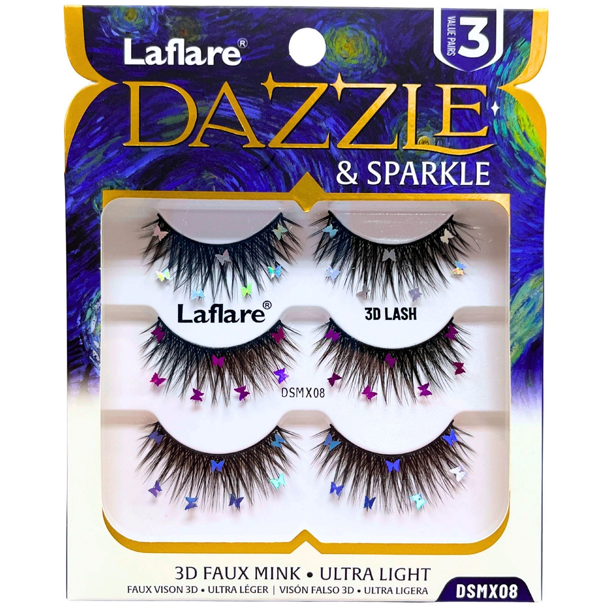 Bulk 40-Pack: LaFlare Dazzle & Sparkle 3D Butterfly 3 Pack Lashes