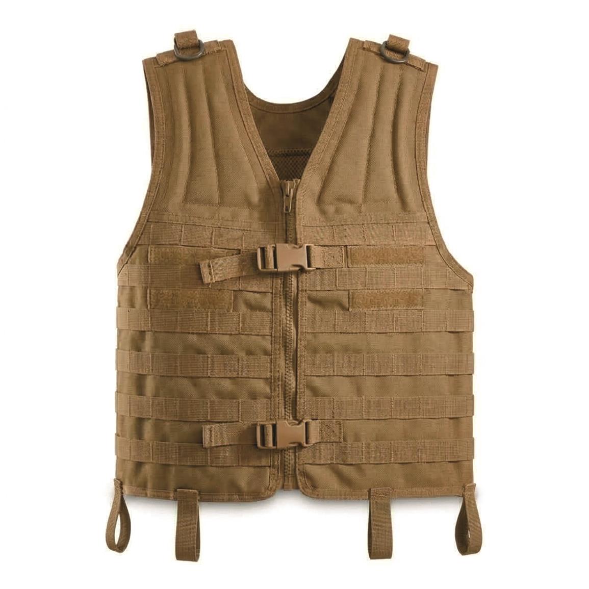 Italian Municipal Surplus Tactical Vest, New — One Size Fits Most / Coyote