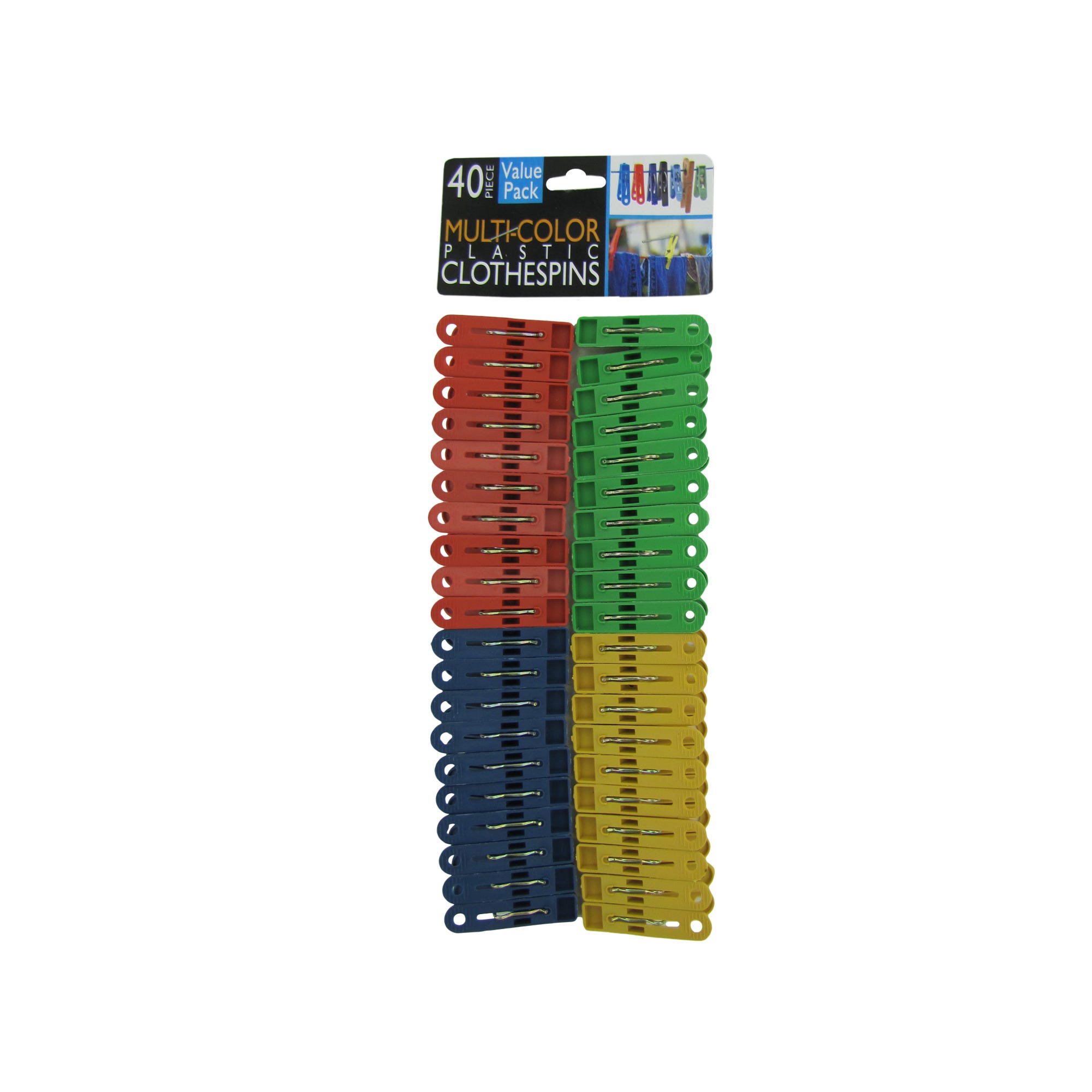 Bulk 24-Pack: Multi-Colored Plastic Clothespins