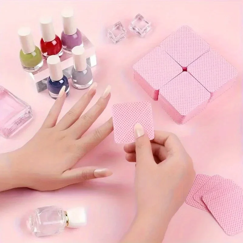 Lint-free nail wipes, pink, 20 to 600 pieces — representative supplier photograph