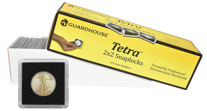 1/2 Ounce Gold Eagle, $10 Gold 2x2 Tetra Snaplock Coin Holder - 25 per pack