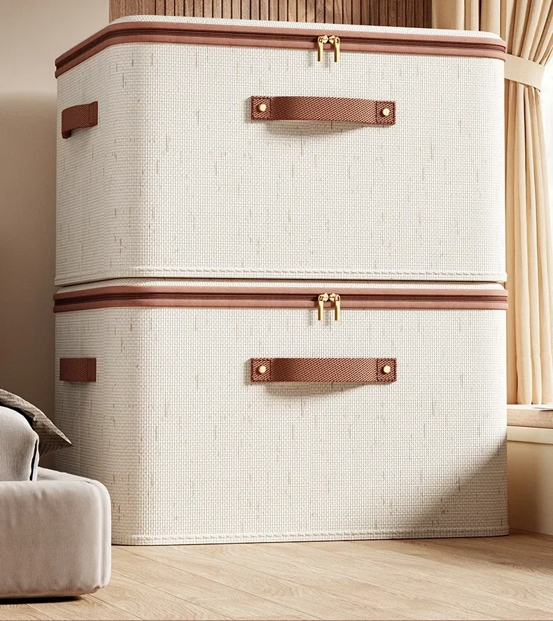 Rigid fabric storage box with zip lid and handles, 25 or 56 litres — representative supplier photograph