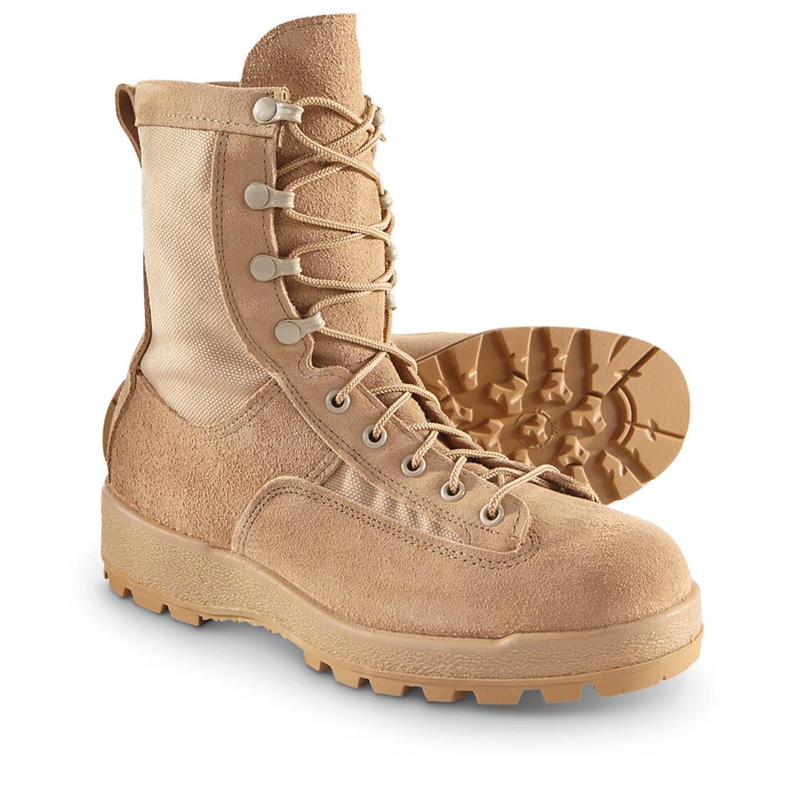 U.S. Military Surplus Temperate Weather Combat Boots, New — 5 / D - Medium / Tan