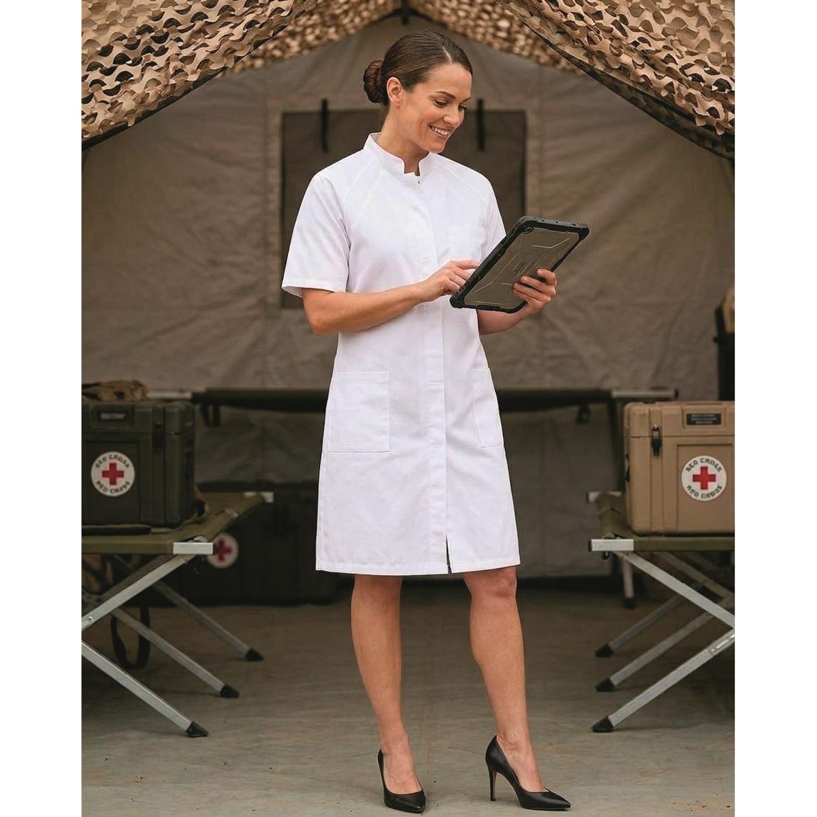German Military Surplus Nurse's Medical Dress, 3 Pack, New — MEDIUM / White