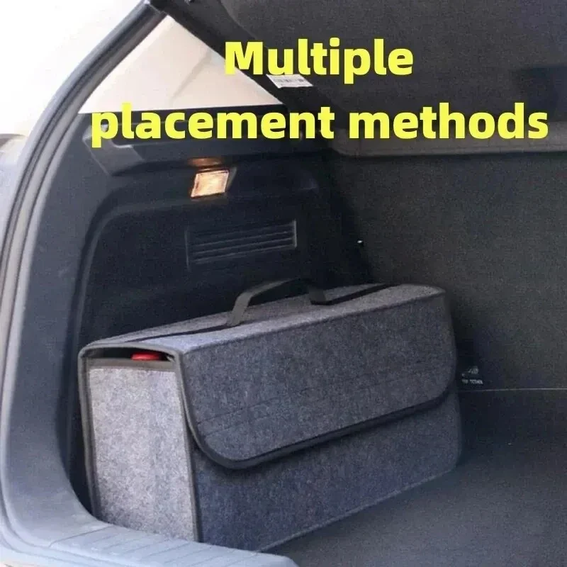 Folding felt trunk organizer with lid, 50 x 24 x 16 cm, grey — representative supplier photograph