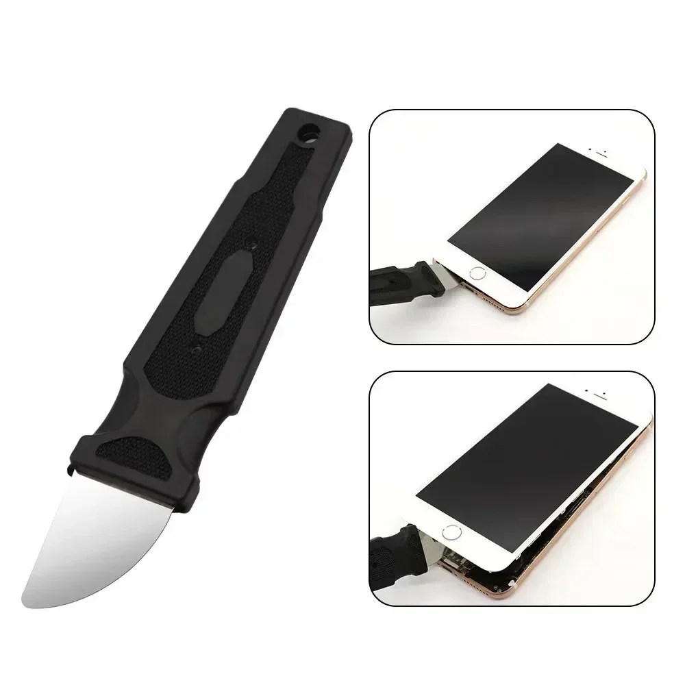Thin steel pry blade with handle for opening phones and screens — representative supplier photograph