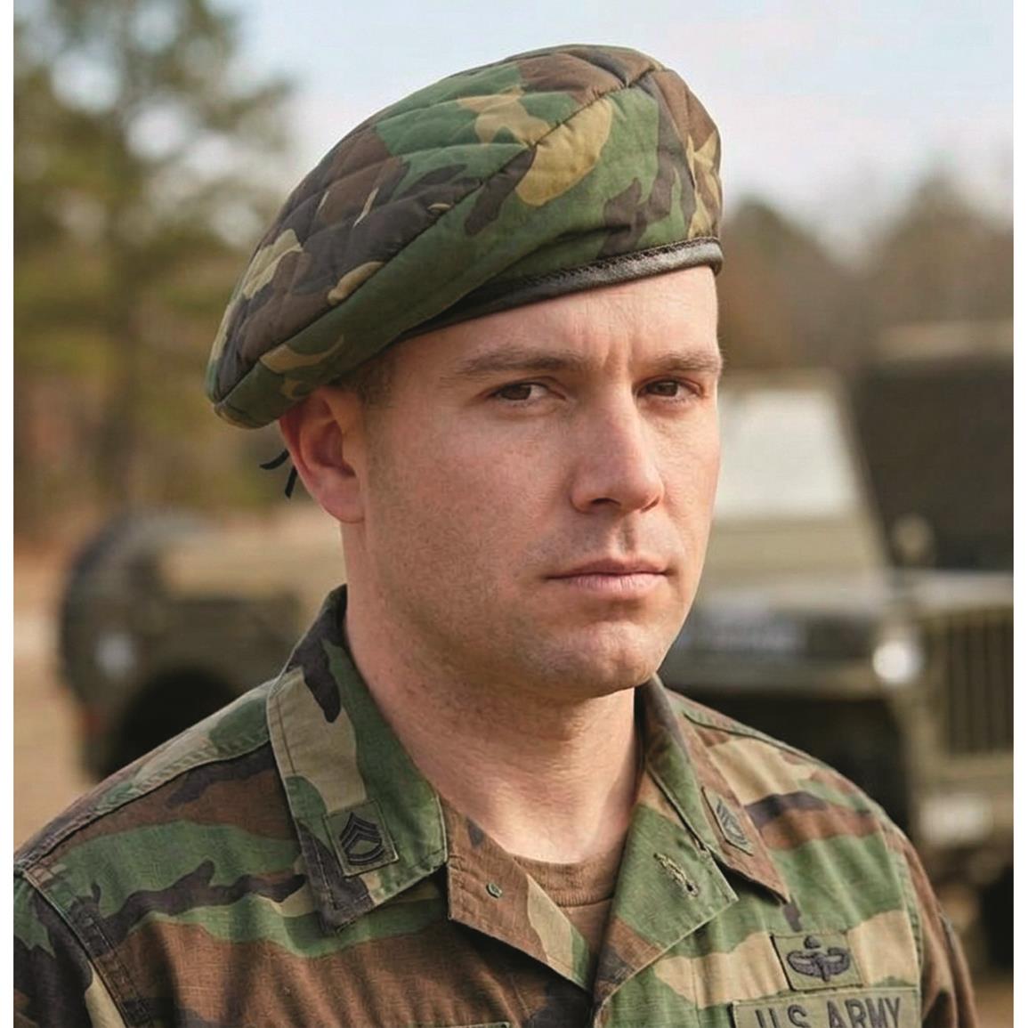 U.S. Military Surplus Quilted Berets, 3 Pack, New — SMALL / Woodland