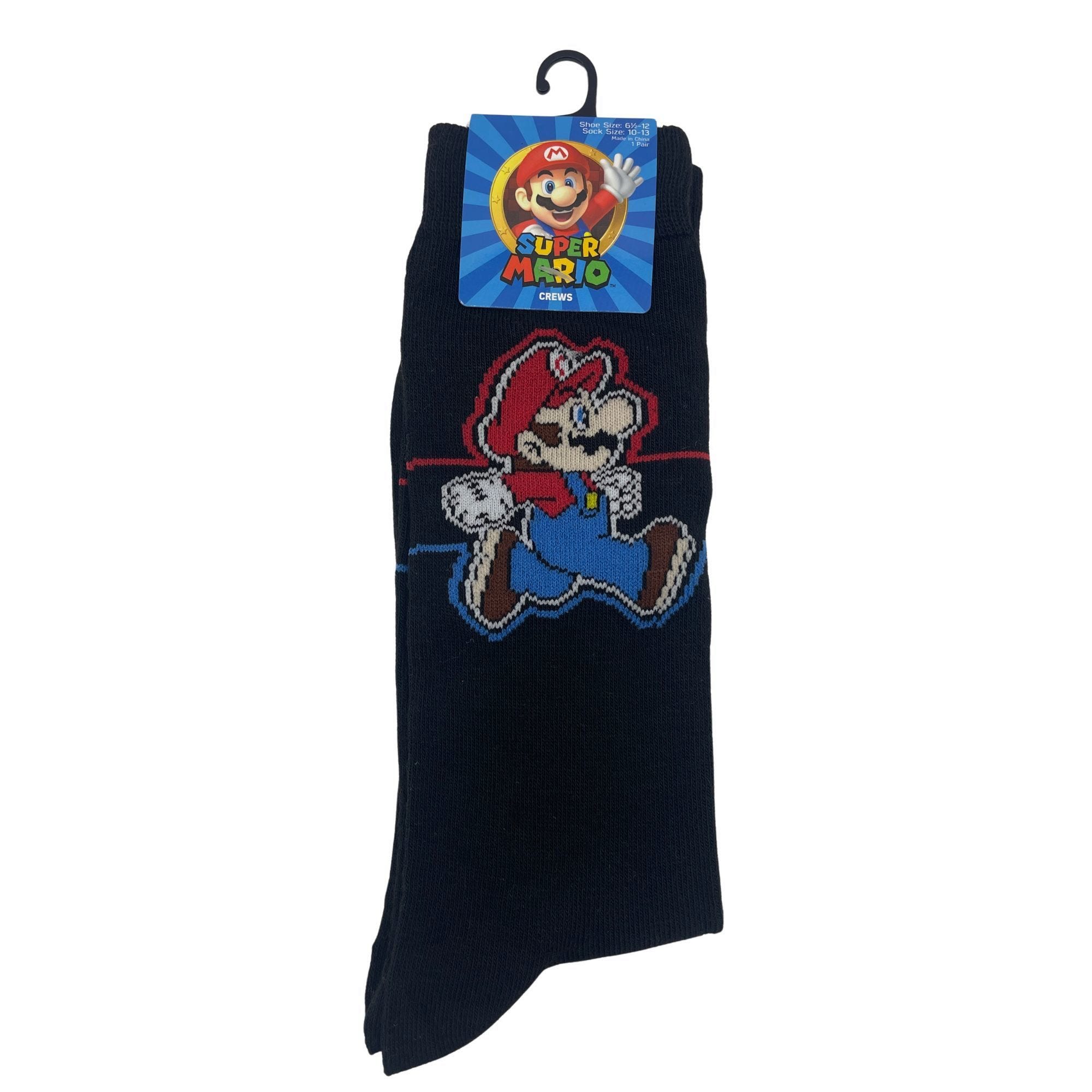 Bulk 24-Pack: Super Mario Crew Socks in Black Size 10-13
