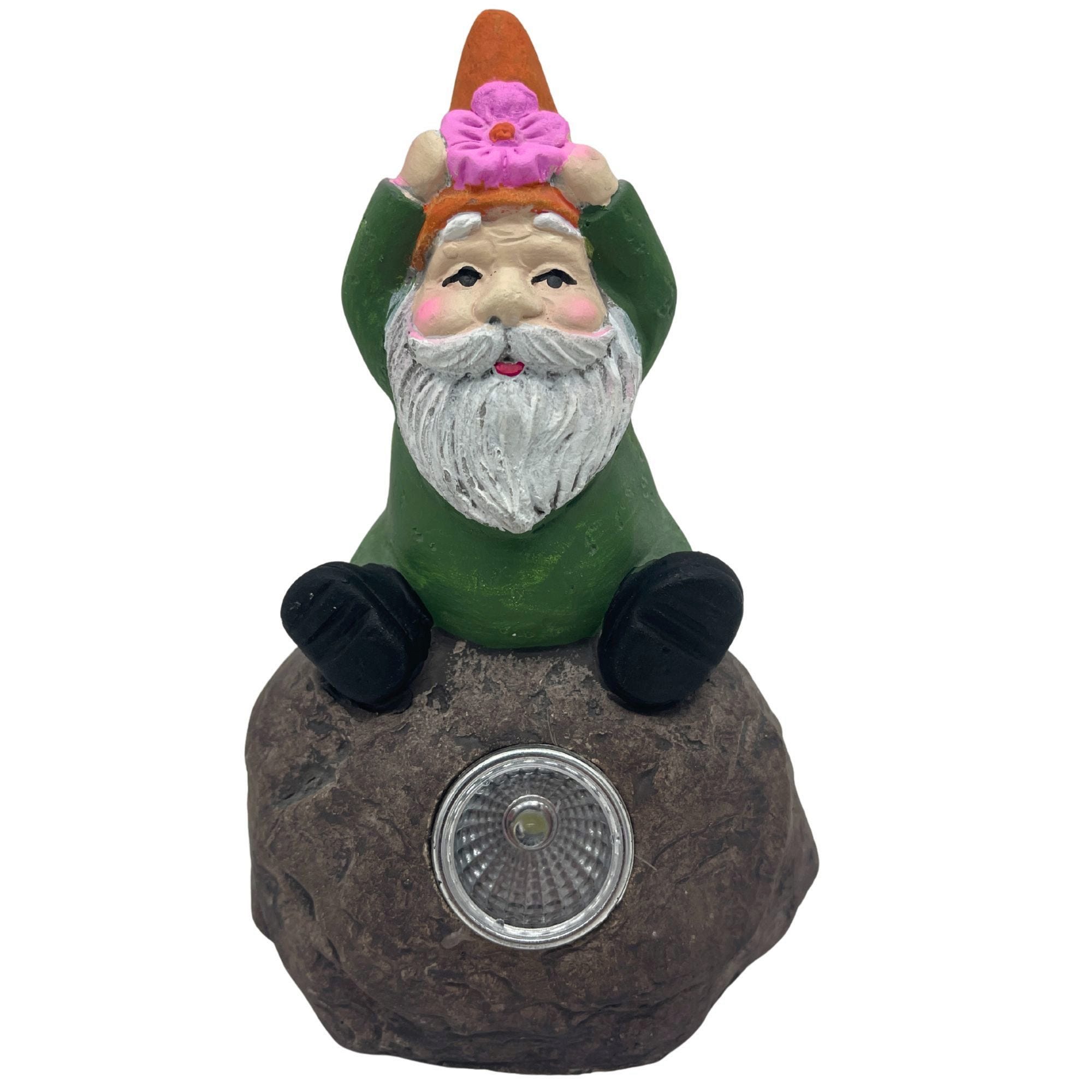 5.25 Inch Solar Garden Gnome Statue with Rock LED Light (pack of 6)