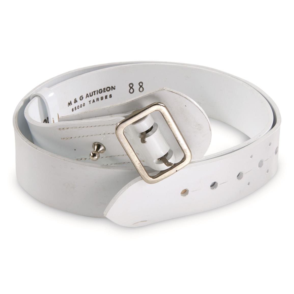 French Police White Vinyl Pistol Belts, 2 Pack, Used — L/XL / White