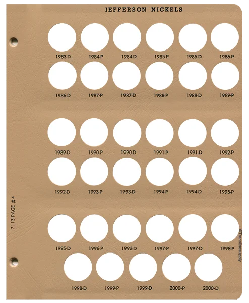 Jefferson Nickels Replacement Page 4 1983-D - 2000-D