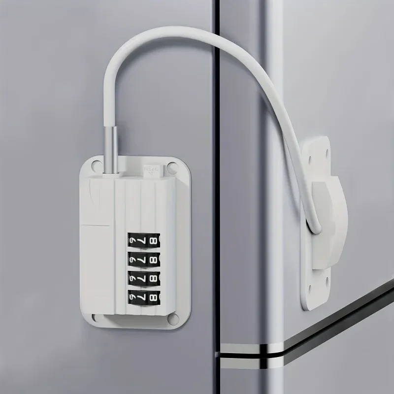 Combination cable lock for refrigerator and cabinet doors, white — representative supplier photograph