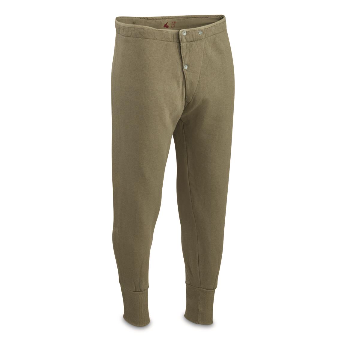 Hungarian Military Surplus Fleece Sweatpants, Used — XL / Olive Drab