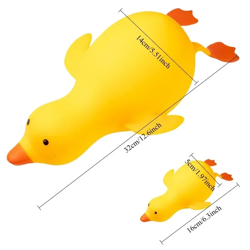 Stretchy squishy duck fidget toy, small, 16 cm or large — representative supplier photograph