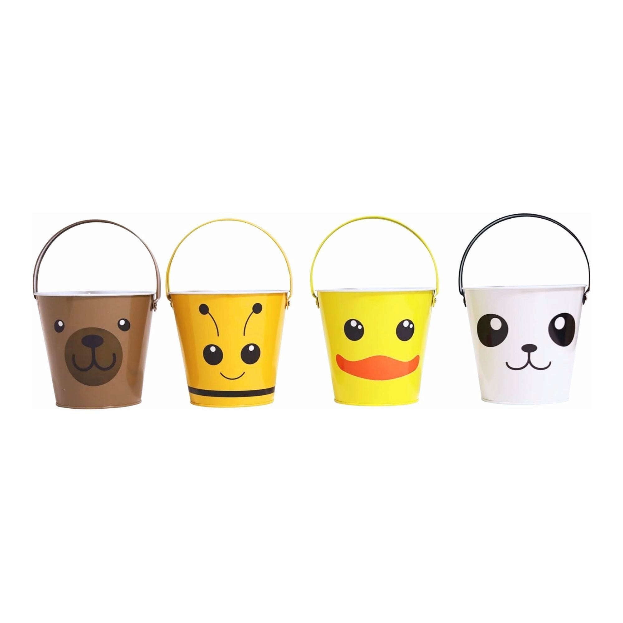 Bulk 24-Pack: 5.2'' x 4.5" Tin Buckets in Assorted Animal Face Designs