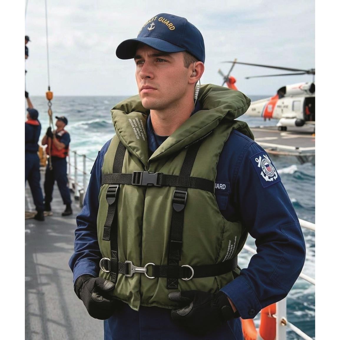 U.S. Military Coast Guard Surplus Stearns Personal Flotation Device Life Jacket, New — Stearns Type I / One Size Fits Most