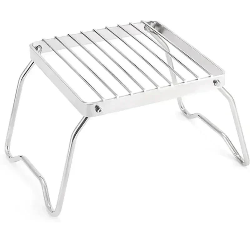 Folding stainless steel camp stove stand and grill rack