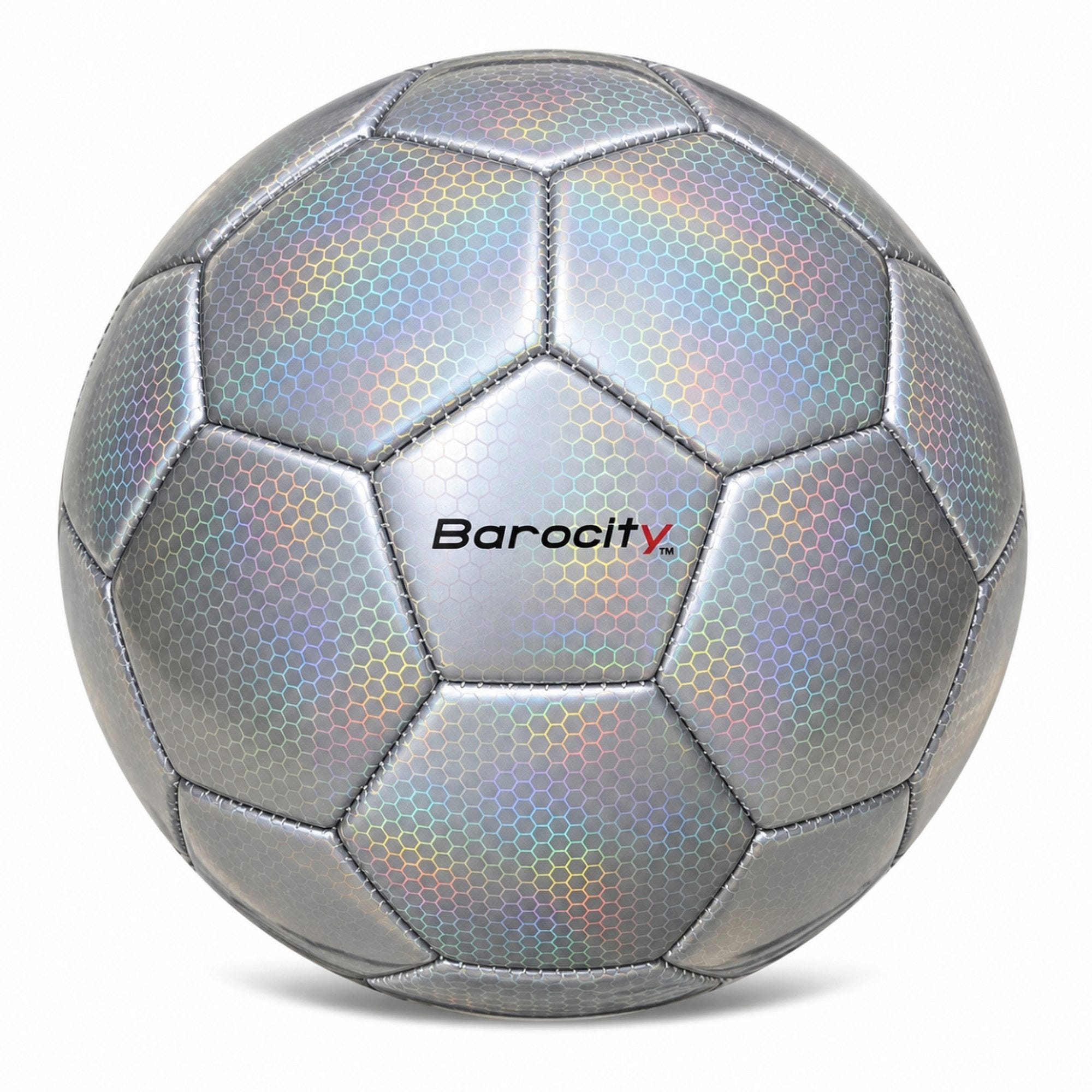 Barocity Silver Reflective Rainbow Hex Pattern Size 4 Soccer Ball (pack of 8)