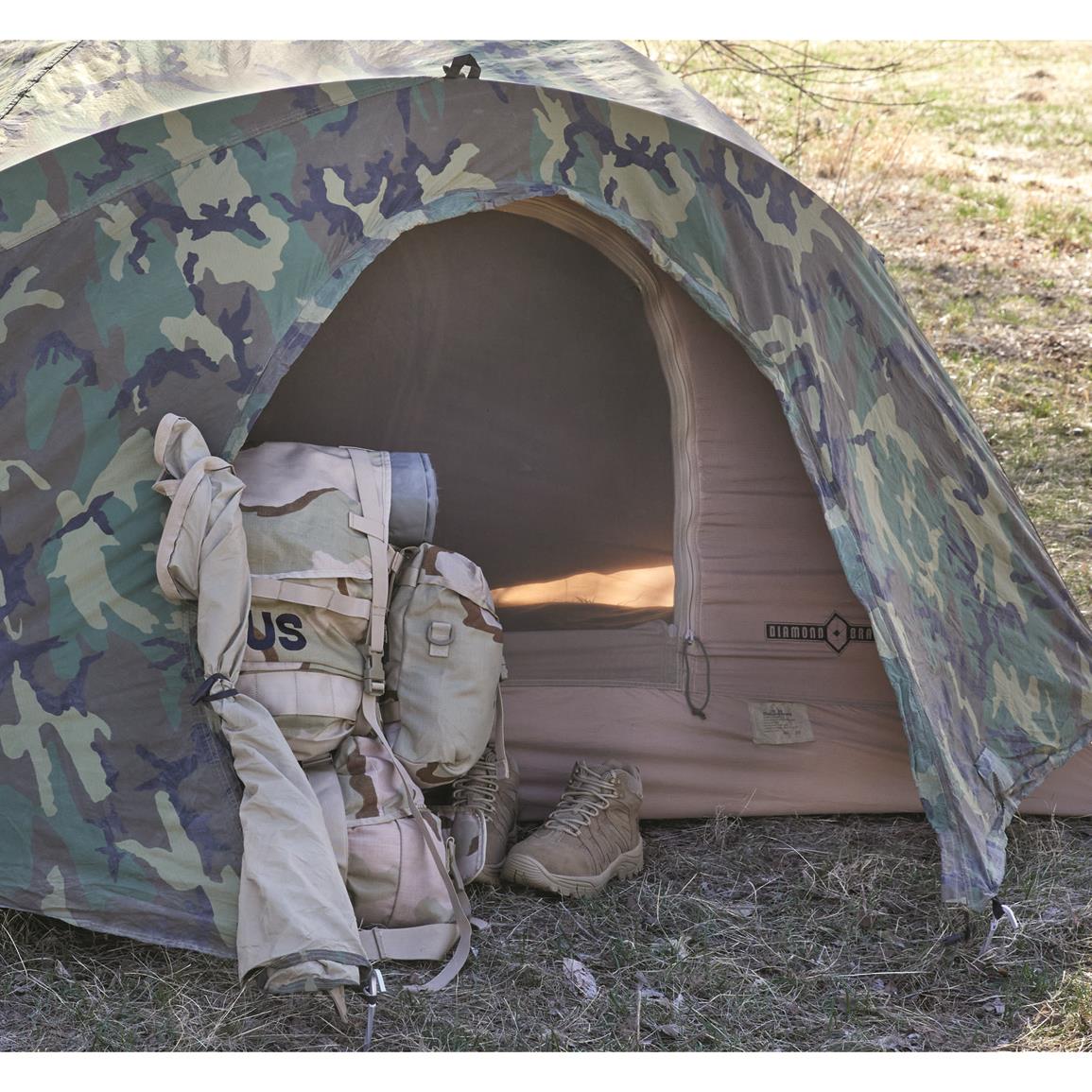 USMC Surplus Two-Person Tent with Fly and Poles, Used