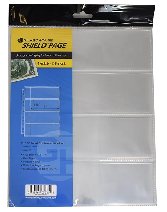 Guardhouse Shield 4 Pocket Archival (10 pack) Polypropylene Pages