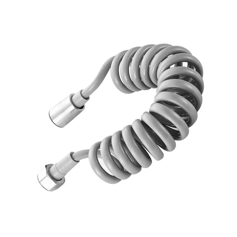 Coiled spring shower hose, 3 m, flexible plastic with 1/2 in fittings — representative supplier photograph