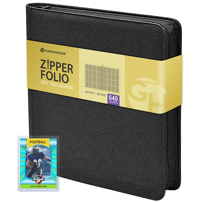16 Pocket Zipper Folio for Sentry Card Holders - Charcoal