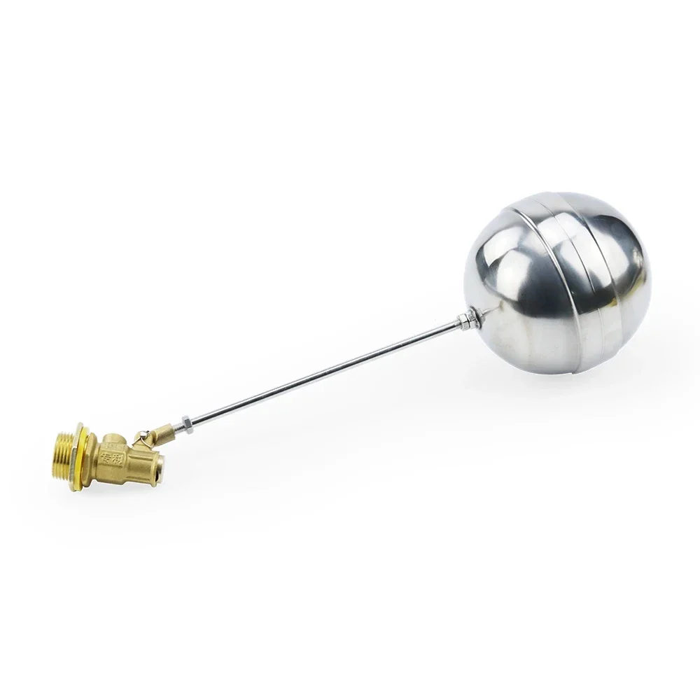 Brass float valve with stainless steel ball for water tanks — representative supplier photograph