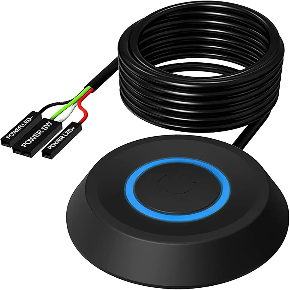 External desktop PC power button with LED, 1.8 m cable