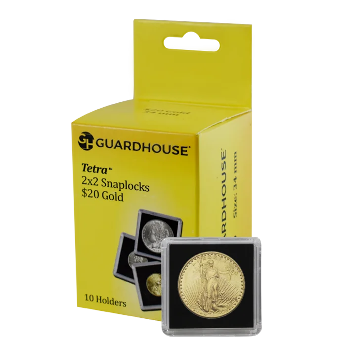 20 Dollar Gold 2x2 Tetra Snaplock Coin Holder - 10 per pack