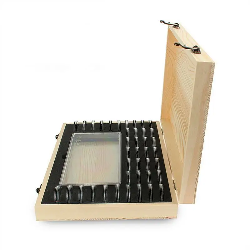 Wooden coin display and storage box