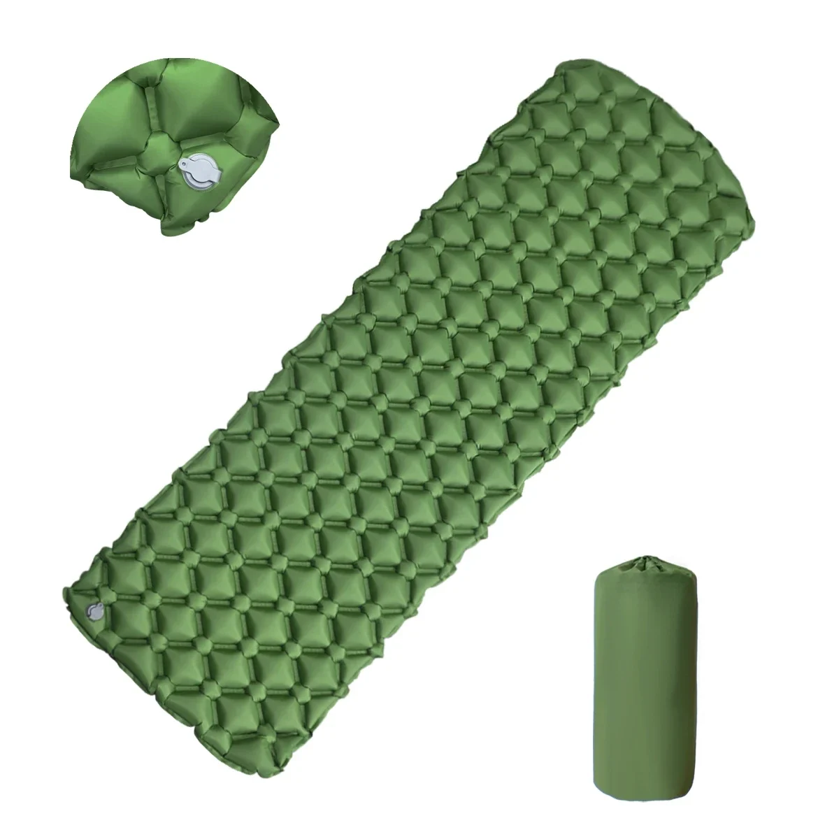 Ultralight inflatable camping sleeping pad with pillow — representative supplier photograph