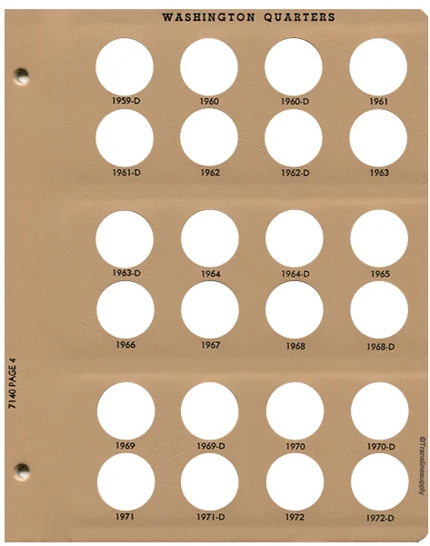 Washington Quarters Replacement Page 4 1959-D-1972-D