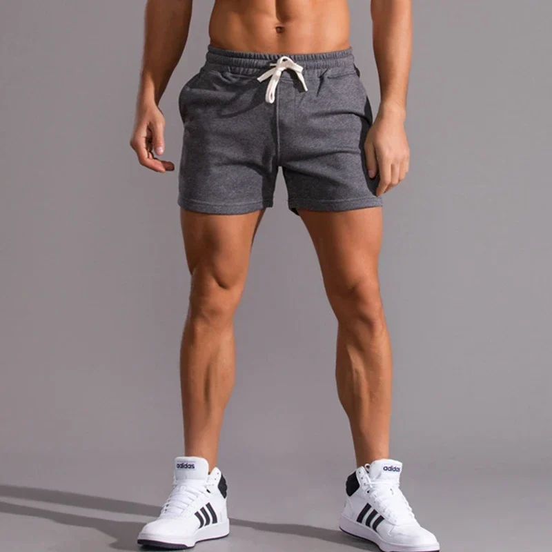 Men's short cotton-blend gym shorts with drawstring waist, S to XXL — representative supplier photograph