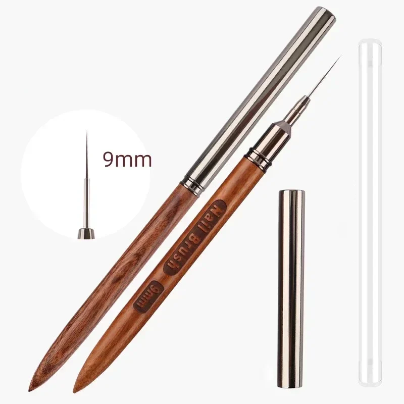 Wood-handled nail art striping brush, 6 to 18 mm — representative supplier photograph