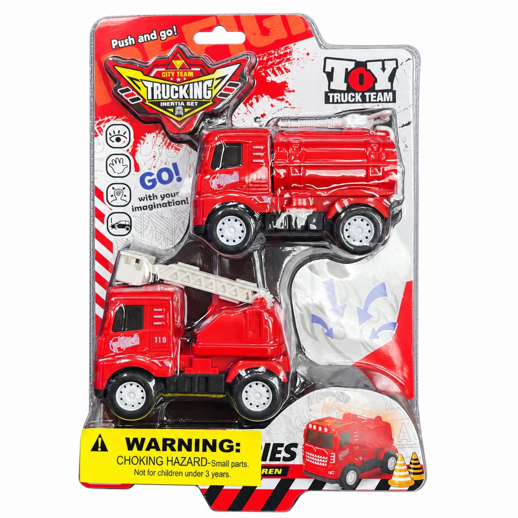 Bulk 24-Pack: Push and Go Emergency Fire Truck Vehicle Toy Set