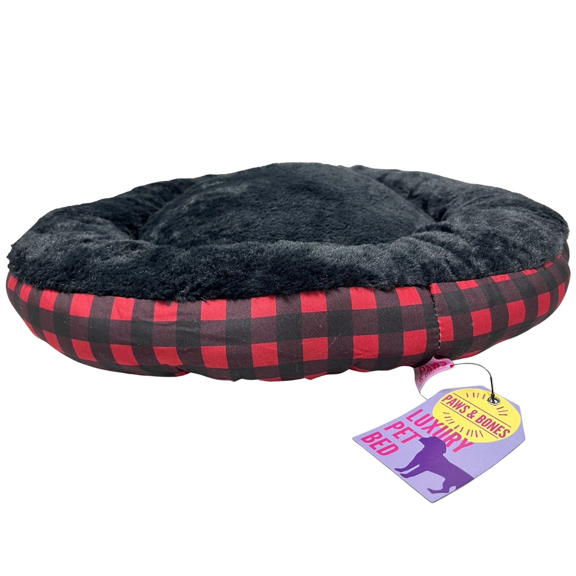 Barker & Meow 24" Luxury Pet Bed in Red Buffalo Plaid (pack of 4)