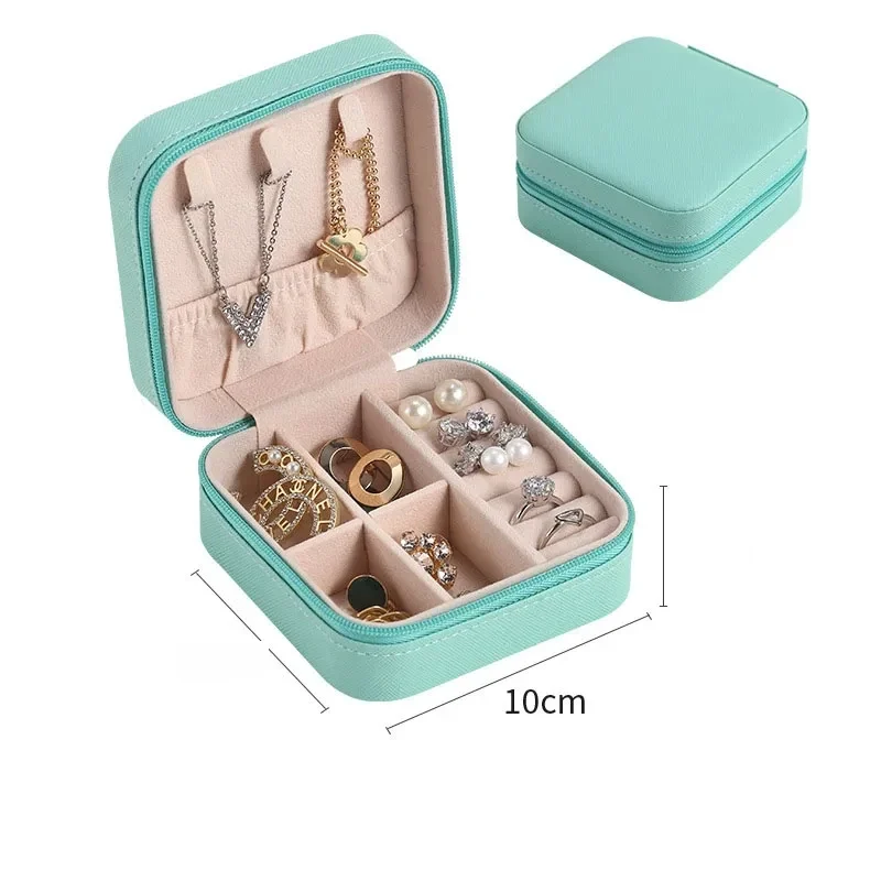 Small zip-around travel jewelry box, 10 x 10 x 5 cm — representative supplier photograph