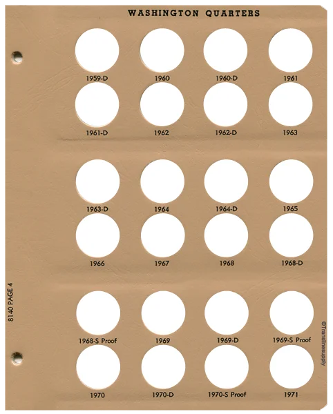 Washington Quarters with Proof Replacement Page 4 1959 D - 1971